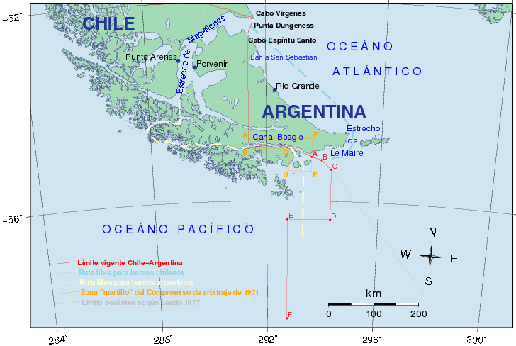 Mapa destacando canal Beagle